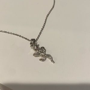 Urban Outfitters Silver Rose Necklace